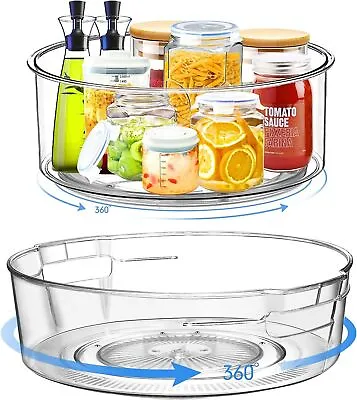 2x Rotating Spice Rack Turntable Cupboard Lazy Susan Organiser Kitchen Fridge • £10.98