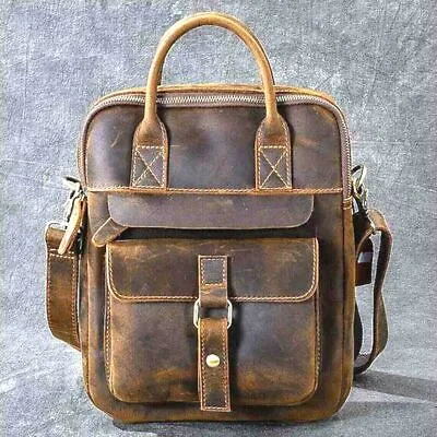 Mens Genuine Vintage Leather Satchel Messenger Man Laptop Briefcase Bag Shoulder • $323.40