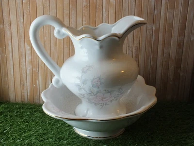 £17.99 • Buy Wash Bowl And Jug  Vintage Maryleigh Pottery Pitcher Small White Floral Design