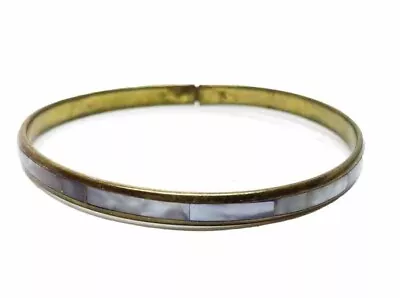 Vintage Brass Mother Of Pearl Bracelet-Some Damage At Opening  • $9