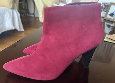 *** NEW *** M&S Insolia Dark Pink Suede Ankle Boots Size 8 • £18.99