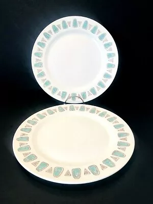 2 Metlox Poppytrail Vernon Navajo Dinner Plates 10.5  Turquoise Brown Geometric  • $47.96