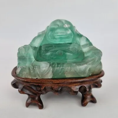 Vintage Chinese Carved Hardstone Fluorite? Figure Of A Buddha • £195