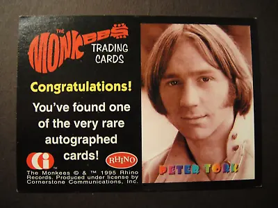 The Monkees Rhino Records Cornerstone Coms 1995 Rare Peter Tork Autograph Card • $189.43