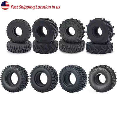 4X Soft Rubber Mud Terrain 1.0  Wheel Tires For 1/24 RC Car Axial SCX24 Upgrade • $12.61