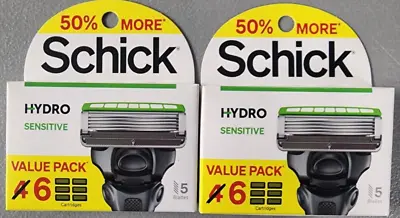 Schick Hydro Sensitive Men's Razor's 5 Blades- 6 Carts. (12 Total) NEW Lot Of 2 • $23.99