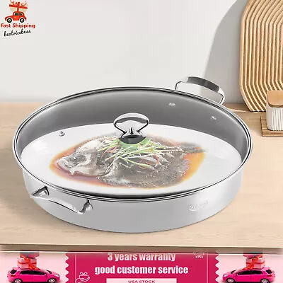 8Qt Stainless Steel Fish Steamer - Multi-Use Oval Cookware With Rack Oval Pan US • $43