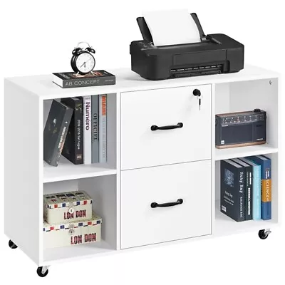 File Cabinet Mobile Filing Cabinet With 2 Drawers And 4 Open Storage Shelves • $115.99