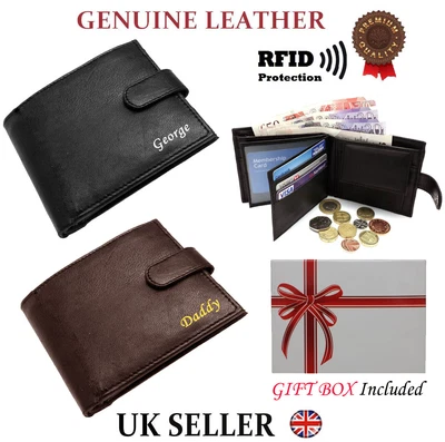 £9.95 • Buy Personalised Mens Wallet Genuine Leather Soft High Quality Slim Card Coin Purse