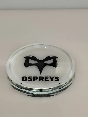 OSPREYS SPORT RUGBY BALL WALES  SWANSEA Glass Paper Weight PAPERWEIGHT  COASTER • £15