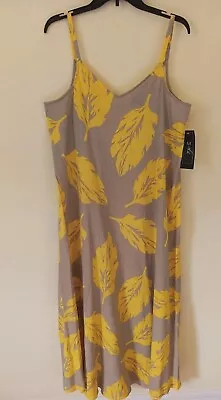 MSK Linen Blend Maxi Dress Size Large Leaf Print Sleeveless NWT $10 • $10