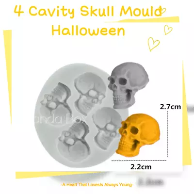 Skull Silicone Fondant Cake Mould Chocolate Decor Halloween Baking Resin Mold • £2.99