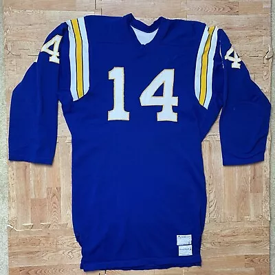 Vintage Medalist Sand Knit Football Jersey #14 Blue Size 40 Los Angeles 1970-72 • $150