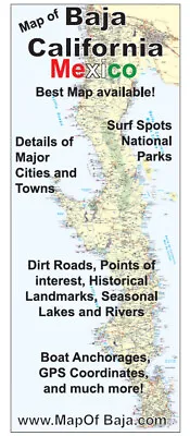 Map Of Baja California Mexico • $5.95
