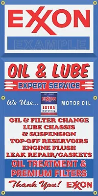 Exxon Lube Oil Change Gas Service Station Old Sign Remake Banner Size Options • $52.75
