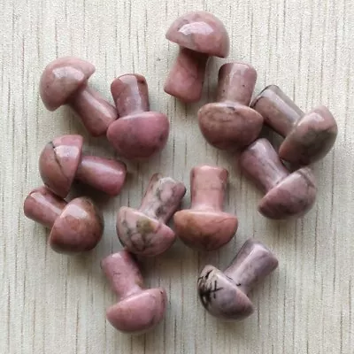 20pcs Mini Natural Rhodochrosite Stone Mushroom Statue Stone Healing Decoration • $17.99