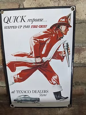 Vintage 1940 Texaco Fire-chief Porcelain Gas Station Pump Sign 12  X 8  • $139.99