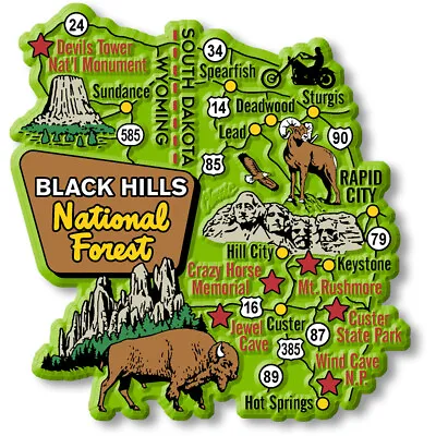 Black Hills National Forest Jumbo Map Magnet By Classic Magnets • $7.99