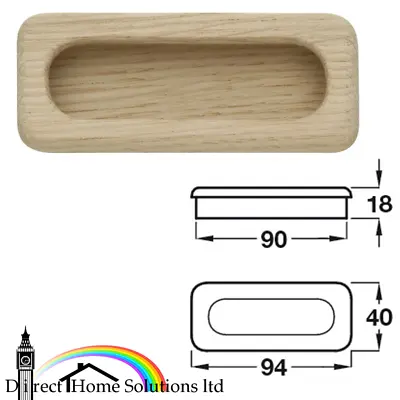 Hafele Montone Wooden Oak Unfinished Inset Handle 94mm Knob Cabinet Cupboard • £5.99