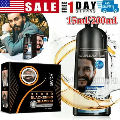 Men Beard Hair Color Shampoo Instant 5 Min Dye Black Mustache Beard Darkening US • $15.16