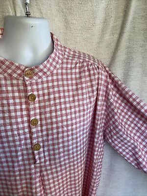 Traditional Cotton Linen Pathani Kurta Festival Dress Kurta Shirt Red Plaid 2xl • $11