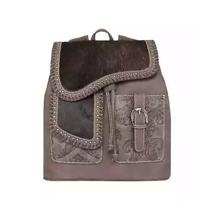 New Montana West Trinity Ranch Hair-On Cowhide Saddle Shape Backpack • $94.99