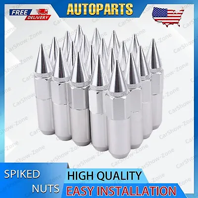 20PCS M12X1.5 Cap Spiked Extended 60mm WHITE Tuner Aluminum Wheels Rims Lug Nuts • $35.89