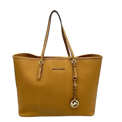 Michael Kors Jet Set Honey Crosshatch Leather Large Tote • $100