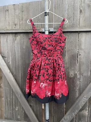 Sherri Hill Red And Pink Roses Floral Cocktail Dress • $70