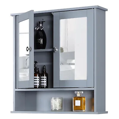 Bathroom Cabinet Wall Mount Medicine Cabinet W/Adjustable Shelves &2 Mirror Door • $45.99