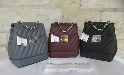 NEW Michael Kors Backpack XS Convertible Gray Black Or Merlot Quilted Leather • $419.65