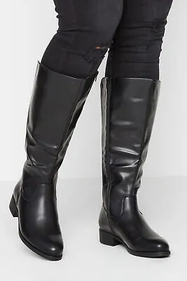 Yours Curve Plus Size Stretch Knee High Leather Boots • £44.99