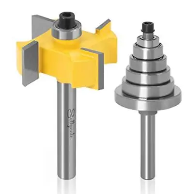 1/4 Inch Shank 4-Wing Rabbet Router Bit With 6 Bearings Set SellyOak Multi Ra... • $26.73