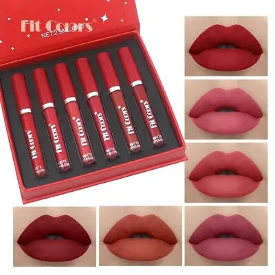 6Pcs Set Lip Gloss Lipstick Matte Velvet Waterproof Long Lasting Makeup Set Gift • £6.48