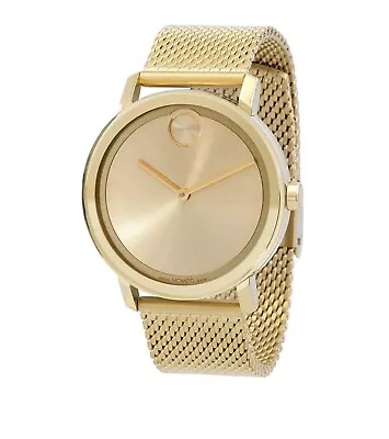 Movado Bold Men's Gold Champagne Dial Mesh Bracelet Swiss Watch 3600791 • $249.99