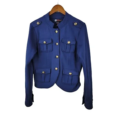 JJ Basics Size Large Military Field Sweatshirt Jacket Boho Button Up Moto Coat • $19.13
