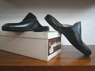 Valdadige Slippers Mens Slippers Black Leather Italy 70er True Vintage 70s • $296.65
