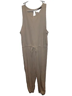 Zara Jumpsuit Sleeveless Drawstring Jersey Knit Cream Color Womens Sz Large • $15.99