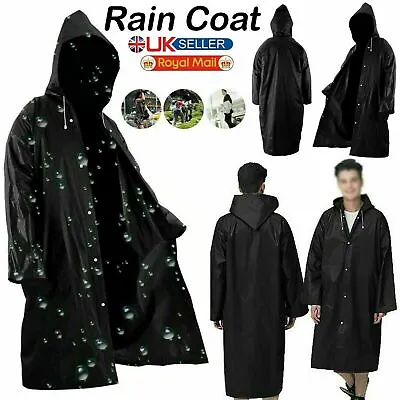 Waterproof Rain Coat Long Poncho Women Men Outdoor Raincoat With Hood Eva Cloth • £3.72