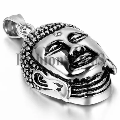 Men's Vintage Stainless Steel Buddha Pendant Lucky Charm Necklace With 22  Chain • $10.99