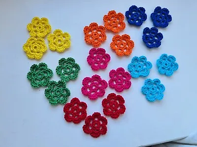 6 Handmade Crochet Flowers Applique Embellishments. 100% Cotton • £3.30