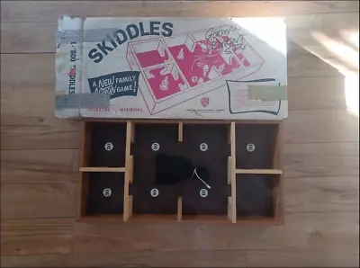 Vtg 1970's Wooden Bowling Game Of  Skittles  In Original Box. 100% Complete. • $115