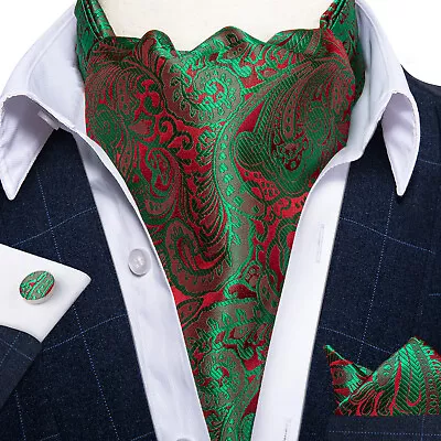 Mens Green Yellow Paisley Dress Vest Neck Tie Hankie Set Suit Tuxedo Waistcoat • $11.49