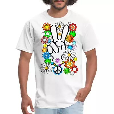 Peace Sign Flower Power Men's T-Shirt • $19.99