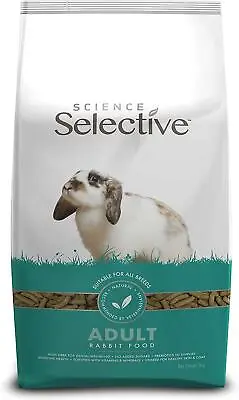 Supreme Science Selective Adult Rabbit Food High Fibre Natural Healthy 3kg • £12.09