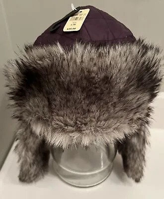 Eddie Bauer Trapper Hat Adult L/XL Mauve/Deep Purple Faux Fur NWT • $11.50
