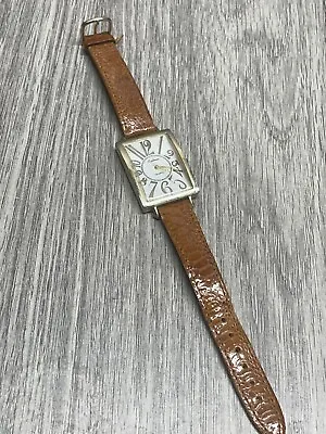 Eastman Quartz Vintage Wristwatch Square Large Face Brown Band Working Condition • $13.99