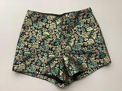 Vintage Miss Selfridge Metallic Brocade Hot Pants/Shorts - Floral  - Size 8 • £9.99