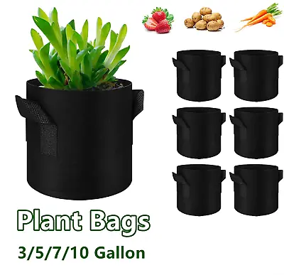 $9.55 • Buy Fabric Grow Pots 3/5/7/10 Gallon Breathable Planter Plant Bags Vegetable Pot