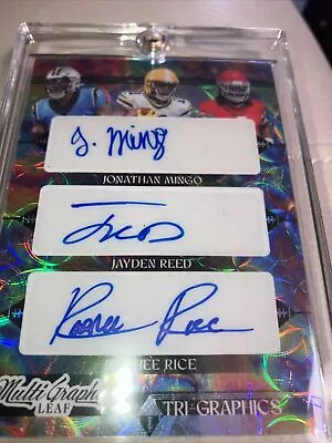 2023 Leaf Eclectic TRI-GRAPHICS AUTOGRAPH Mingo Reed Rice #ed 1/1! TRIPLE AUTO!! • $100